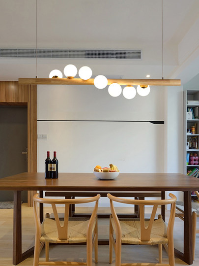 Ресторанная люстра в скандинавском стиле, молекулярная лампа, простая современная, в деревянном кремовом стиле, «волшебная боба», высококачественное освещение для обеденного стола