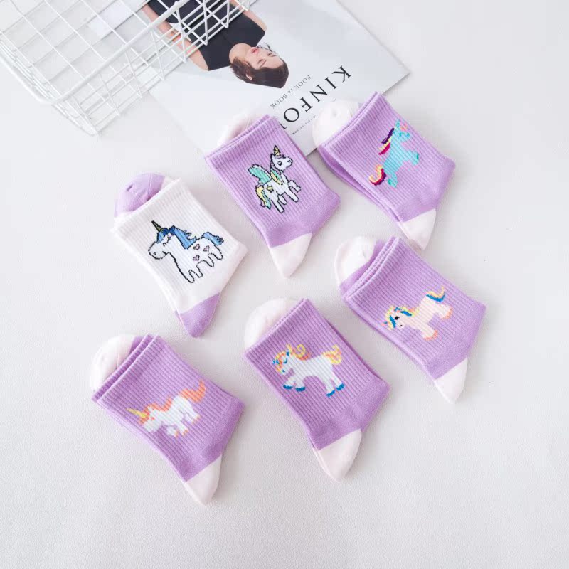Màu đỏ kỳ lân trong vớ ống nữ mùa thu mới đường phố thương hiệu cá tính vớ cotton thể thao nữ vớ in bán vớ các loại