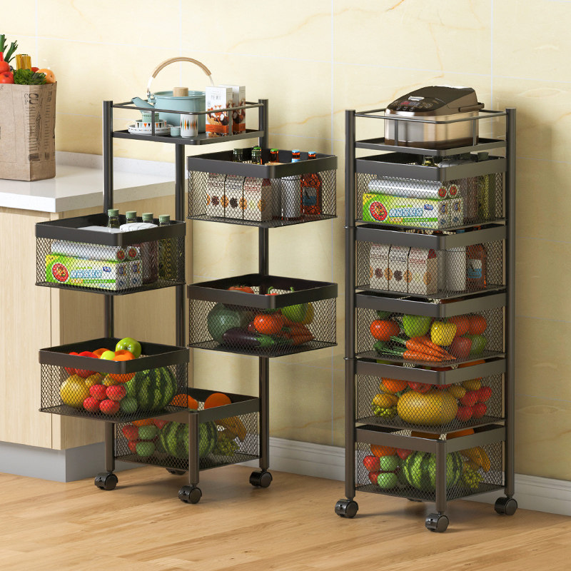 Kitchen shelf household household large multi-layer floor floor-type multi-function vegetable rack rotating shelf