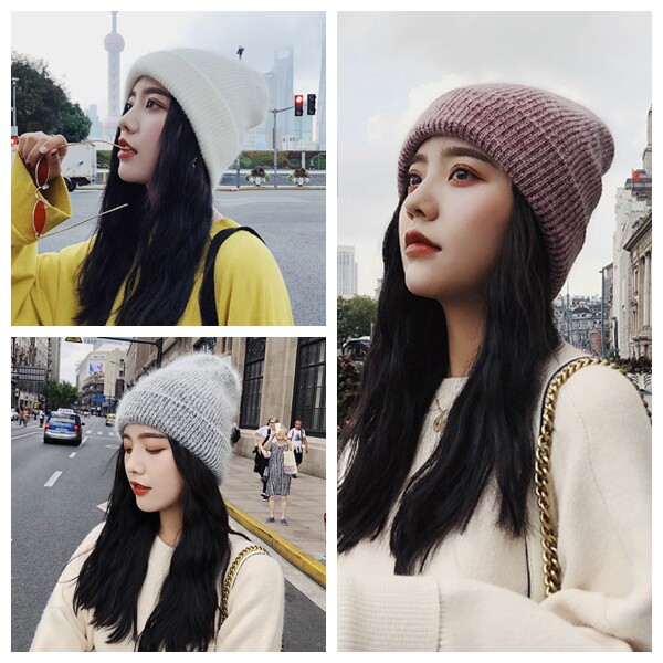 Japanese devil knit hat female Han Edition with warm wool coat hat male Hui Hui Art Autumn Winter