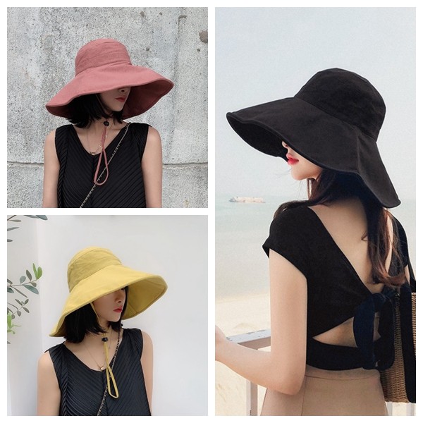 Japanese wild devil sun hat female Korean version big brim sunscreen hat uv cotton hemp sun fisherman hat female summer