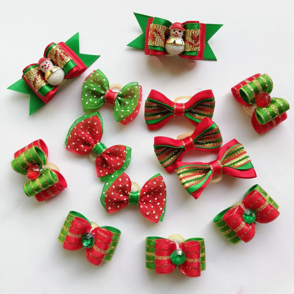 Pet Christmas hairpin hair ring dog hairpin Maltese VIP set hairpin pet side clip rubber band hair accessories