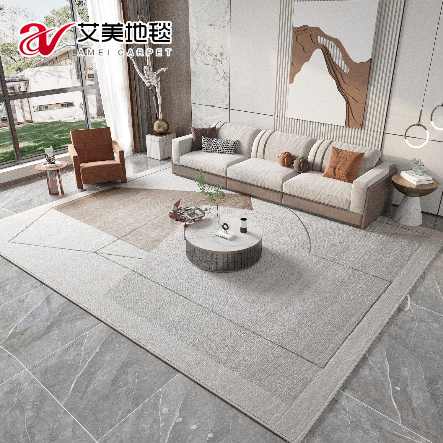 Modern light luxury carpet living room simple Nordic wind geometry pattern tea cover rooms sofa bedroom edge carpet