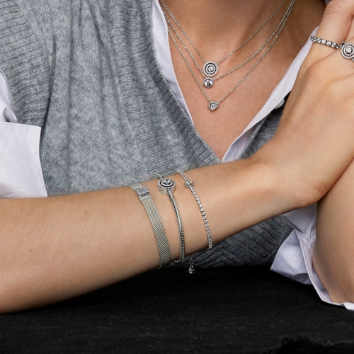 Пандора Пандора блестящий теннисный браслет Halo элегантный легкий роскошный серебряный блестящий изысканный китайский подарок на День святого Валентина