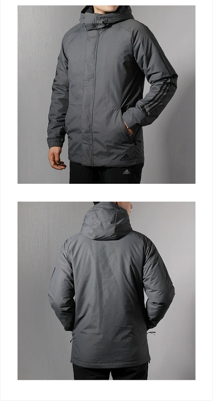 Áo khoác Adidas nam 2018 thu đông mới diện đồ thể thao chống gió mới trùm đầu áo ấm bằng vải cotton độn bông DM2199
