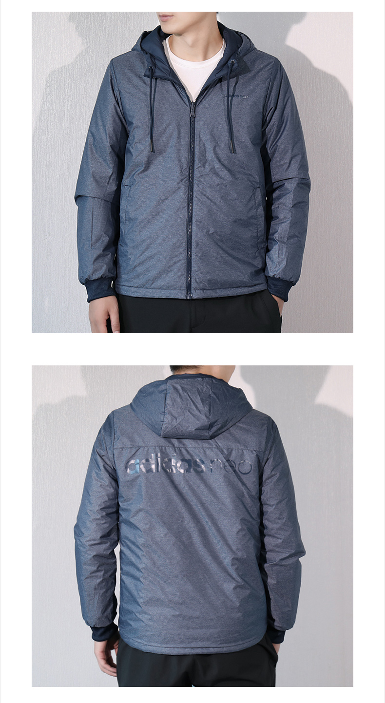Adidas down jacket nam 2018 thu đông mới áo gió mỏng thể thao ngắn quần áo sơ mi cotton giản dị - Thể thao xuống áo khoác Cao