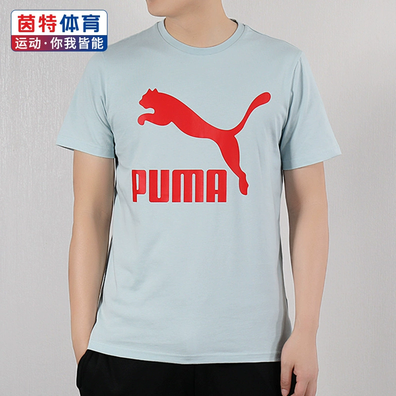 Puma Hummer nam tay ngắn 2019 hè mới áo thể thao nam cổ tròn áo thun nửa tay áo thun rộng - Áo phông thể thao