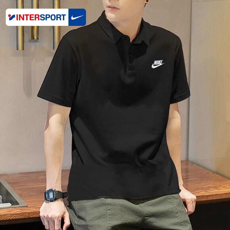 Nike Short-Sleeved Lapel Summer Men's Casual Fitness Pure Cotton Embroidered Training Top Sports T-Shirt Men's Polo Shirt