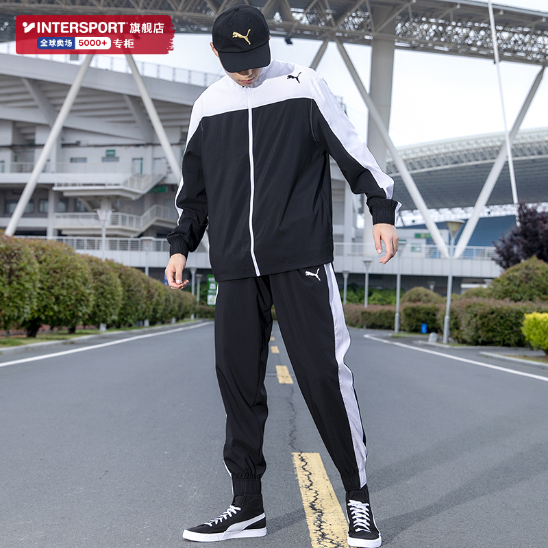 Puma Puma suit men's clothing 2022 spring new black and white collision color sportswear jacket long pants casual dress