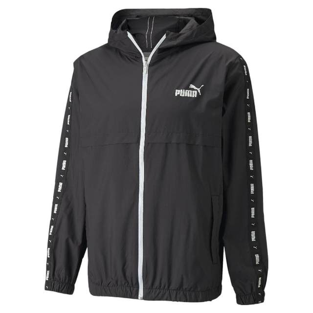 Puma Jacket Men's 2024 Summer New Sportswear Black Top Windproof Hooded Woven Jacket Men