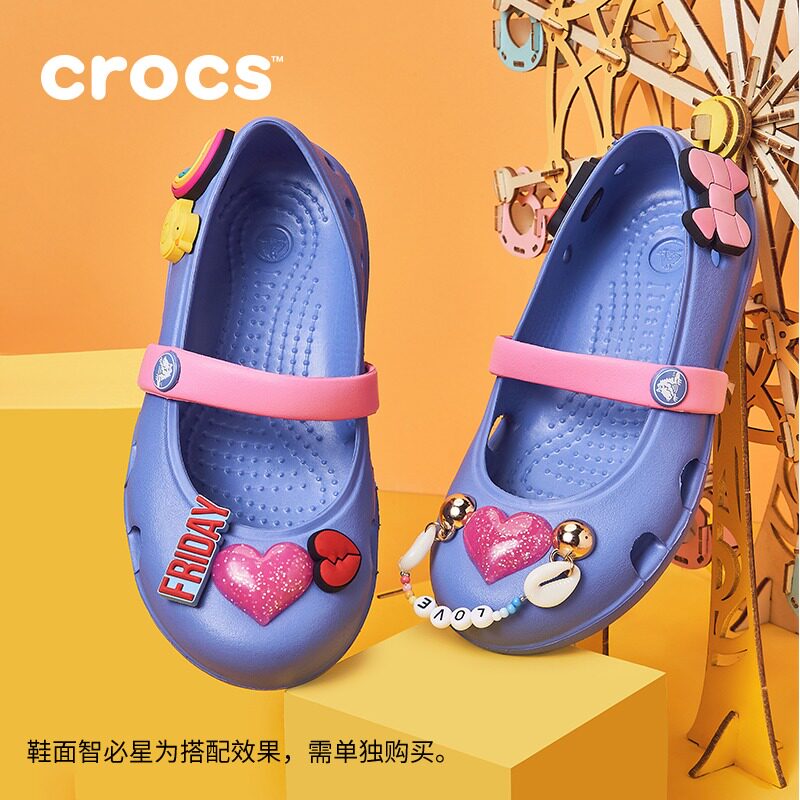 CrocsCRORS Girl Sports Sandals Summer New Children Blue Light Breathable Flat Bottom Shoes 206949