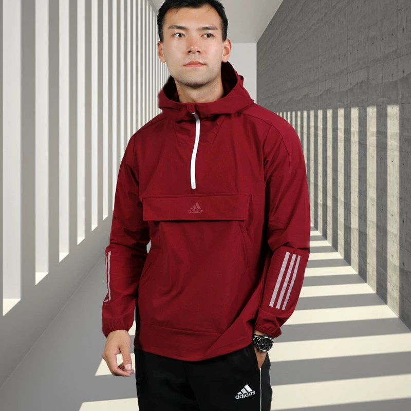 Áo len Adidas Adidas nam mùa xuân mới dệt màu đỏ trùm đầu áo khoác dài tay áo thun EH3779 - Thể thao lông cừu / jumper