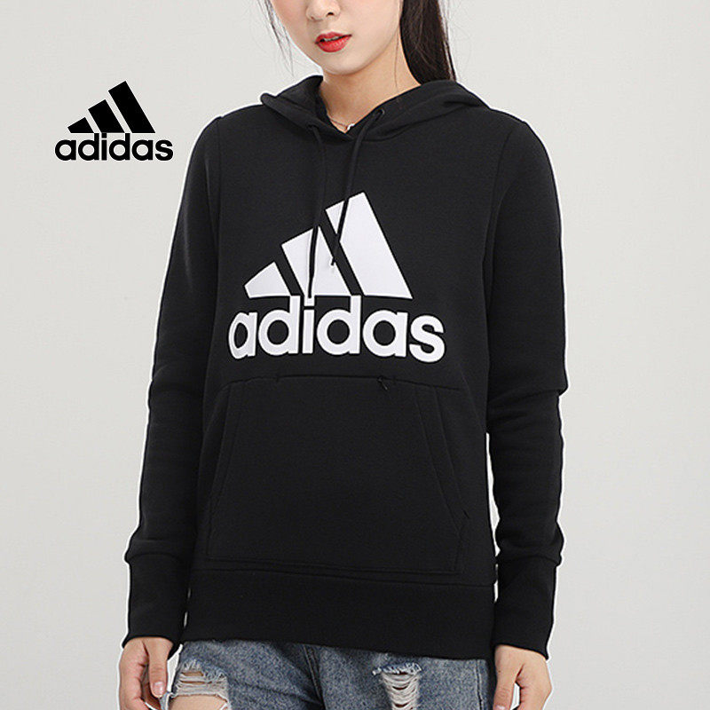 Adidas阿迪达斯长袖卫衣女2022春季新款连帽运动加绒套头衫GC6915