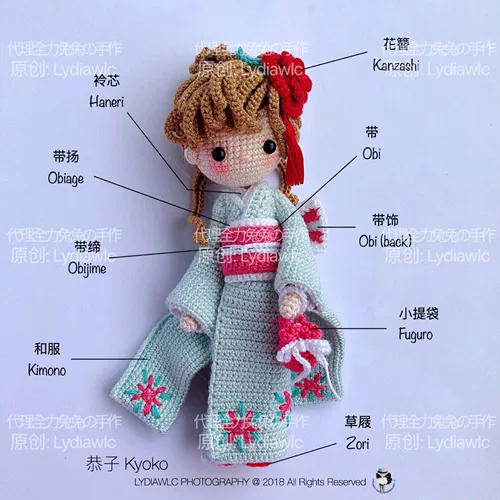 Lydiawlc Original Kimono baby kyoko gongzi Подличный электронный иллюстрация Несатериальная упаков