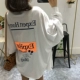 Xiao Chujia Phụ nữ Hàn Quốc 2019 hè Han Fan lười trung bình dài chữ bên khe hở áo chống nắng áo thun nữ - Cộng với kích thước quần áo