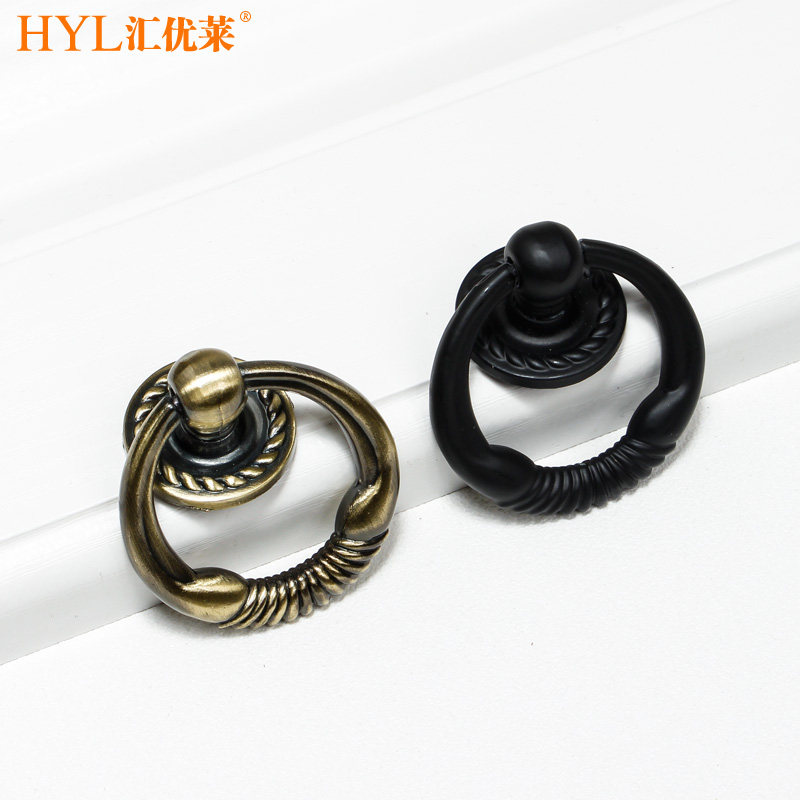 Drawer handle pull ring brief ancient bronze color cabinet handle retro furniture accessories cabinet door small handle Eurostyle retro