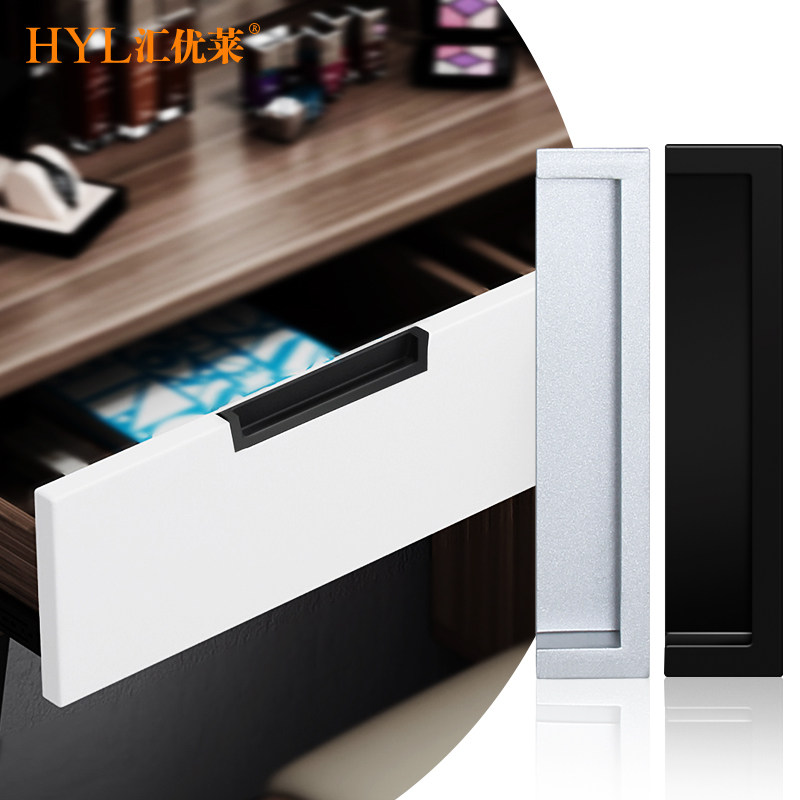 Modern minimalist embedded handle black concealed handle black concealed handle overall cupboard door handle drawer invisible dark handle