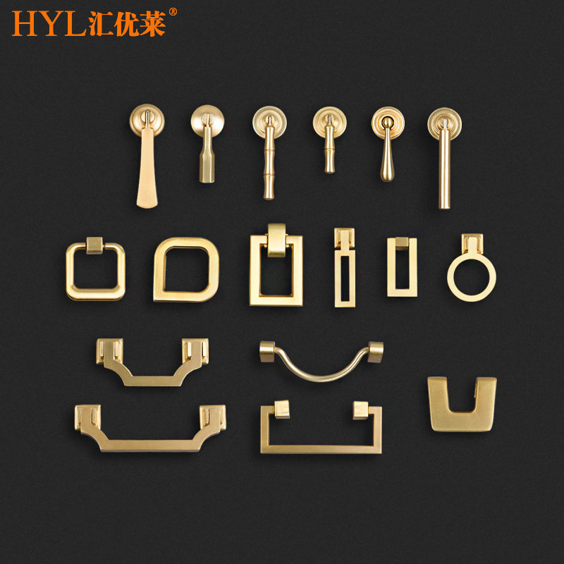 Huiyuli New Chinese Round Head Door Pull Handle Zinc Alloy Hollow Single Hollow Movement Drawer Cabinet