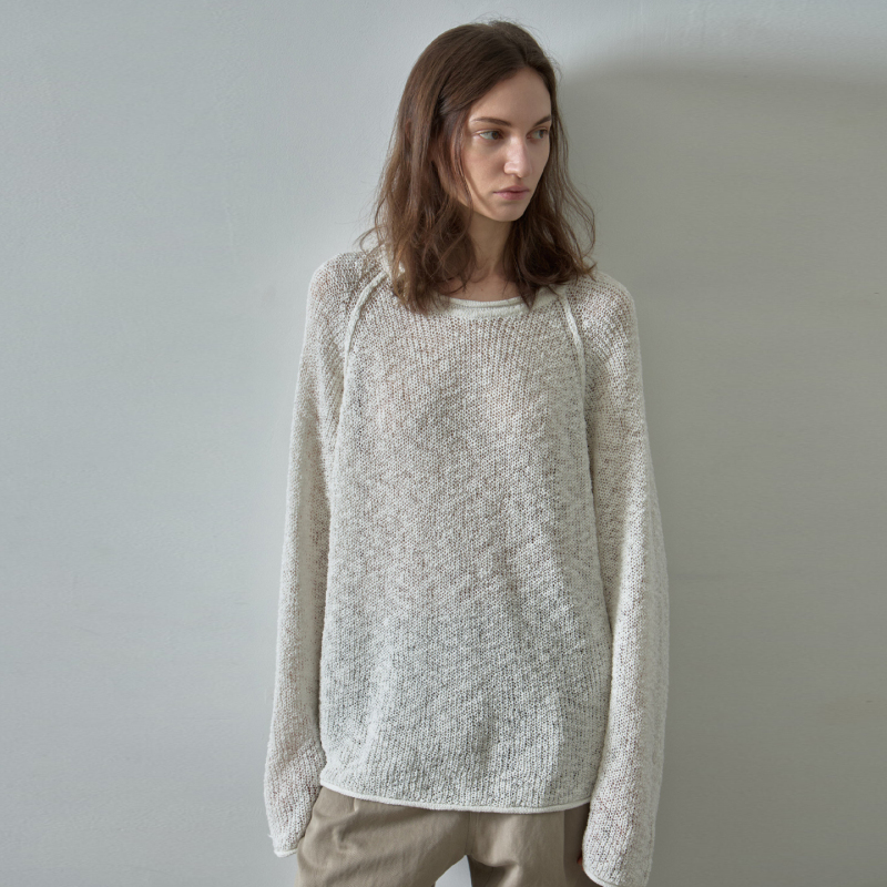 Nothing Written Knitwear Women's 2026 Spring and Summer New Design Lazy Style Long-Sleeved Cut Out Top