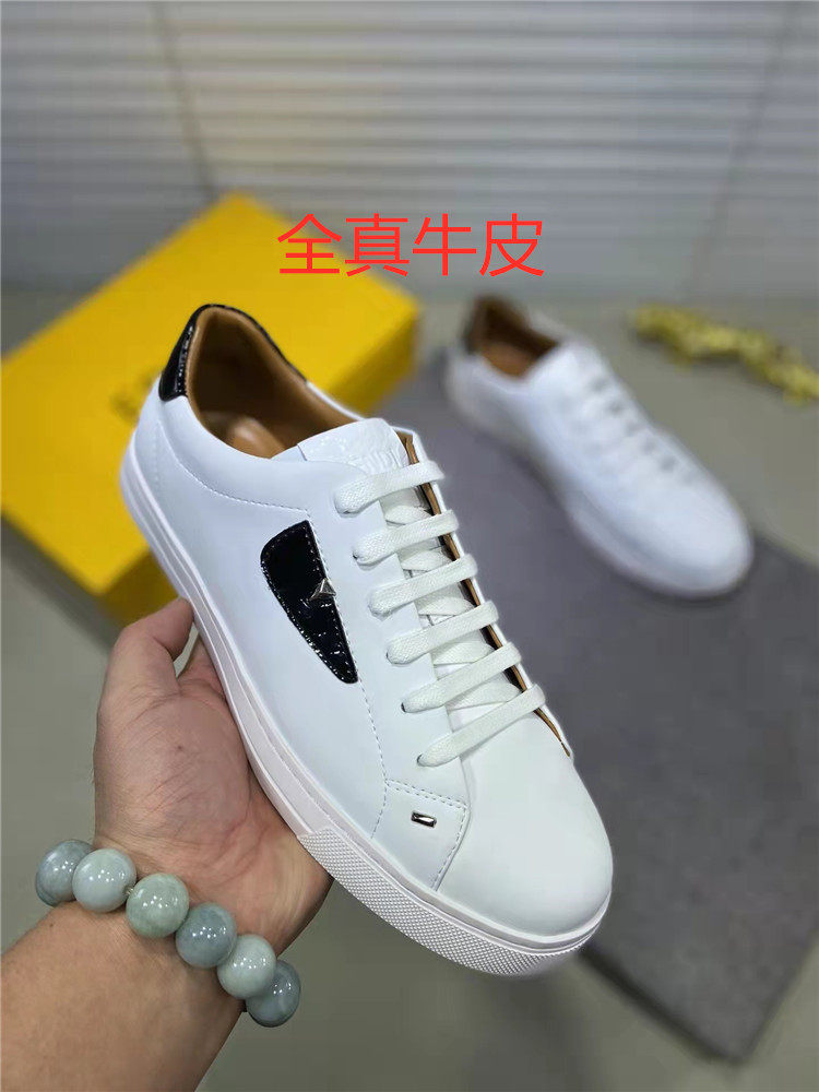 New leather men's shoes, trendy brand outerwear, high-end men's casual sneakers, small white shoes, cowhide lace-up all-match