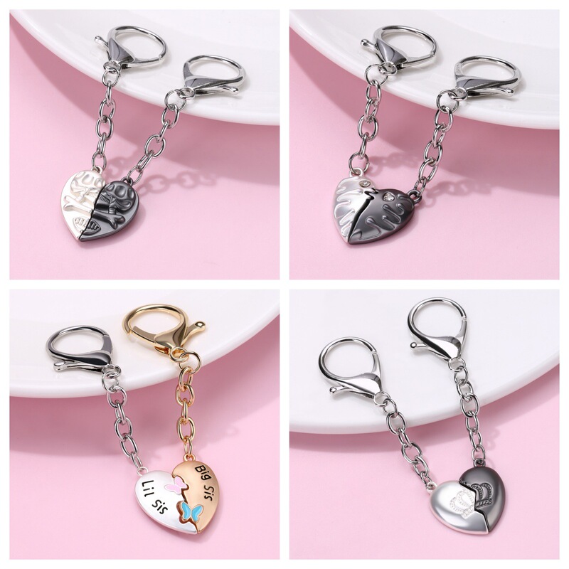 A Pair of Creative Heart-Shaped Magnetic Pendant Keychains for Couples, Students, and Best Friends as Birthday Gifts, Backpack Charms