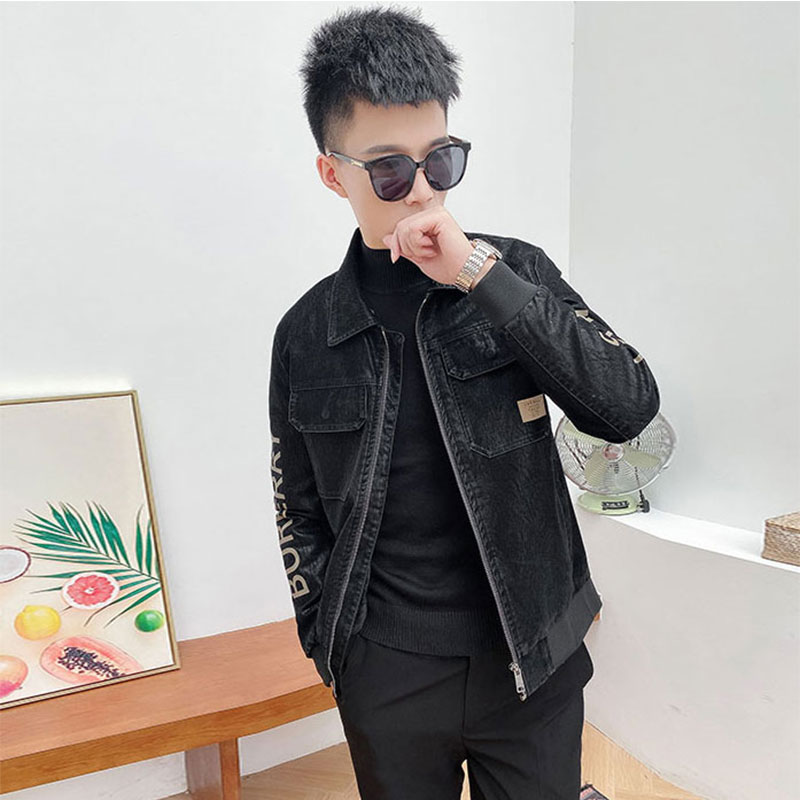 Leather men tide autumn and winter New Korean trend slim handsome men plus velvet padded short leather jacket