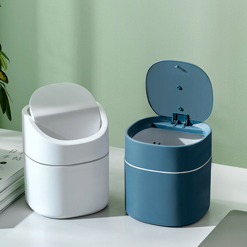 Mini Desktop Trash Can, Small Office Trash Bin, Bedside Storage Bin with Lid, Cute Bedroom Car-Mounted Small Wastebasket, Tabletop