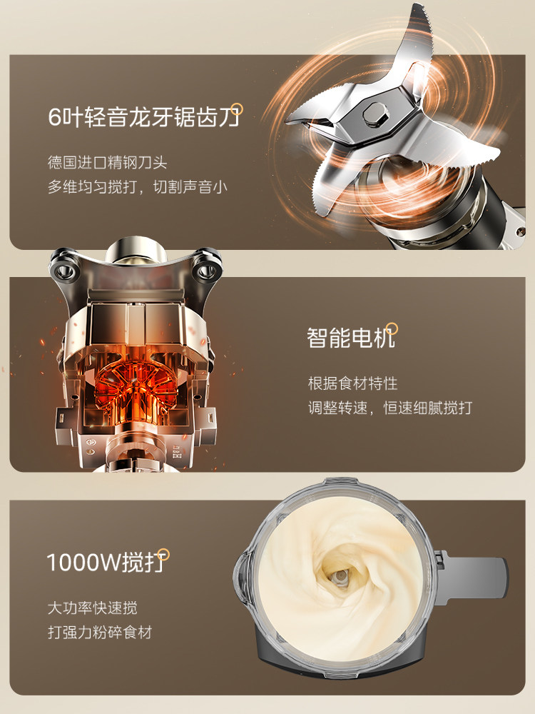 Midea Blender for Home Use, Fully Automatic, Detachable and Washable, for Making Soy Milk, Juicing, Quiet Operation, No-Filter Cooking Machine, Rice Paste and Baby Food Maker