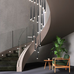 Staircase Chandelier Modern Minimalist Nordic Light Luxury Black Villa Living Room Dining Room Rotating Duplex Large Chandelier