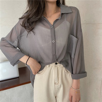 Tencel 2021 new sunscreen shirt womens thin loose lapel design sense niche top shirt Hong Kong sexy