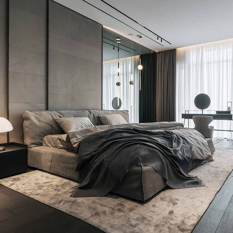 Nordic fabric bed modern minimalist light luxury wind technology fabric bed master bedroom tatami Italian baxter soft wedding bed