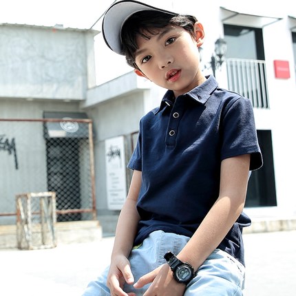 Boys summer dress T - shirt polo shirt 2021 new features a childhood pure colored half sleeved tops