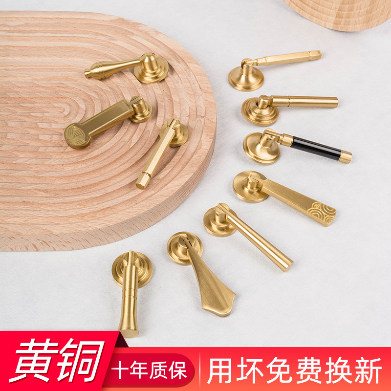 New Chinese style handle pure copper drawer wardrobe cabinet door hardware mahogany furniture simple surface mounted brass handle single hole