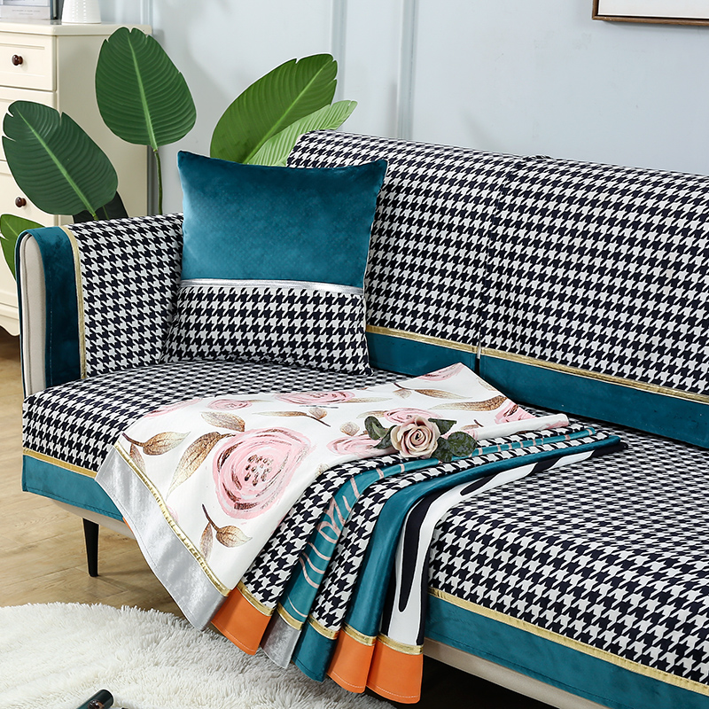 Sofa cushion cover four seasons non-slip high-grade Nordic simple modern light luxury thickened suede custom all-inclusive cushion cushion