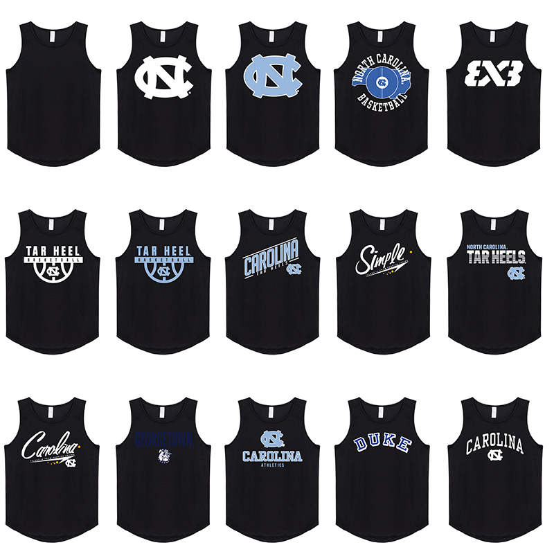 American Sports Vest Men's Sleeveless Ncaa North Carolina University Basketball Shooting Training Uniform Quick-Drying T-Shirt Loose Fit Fitness