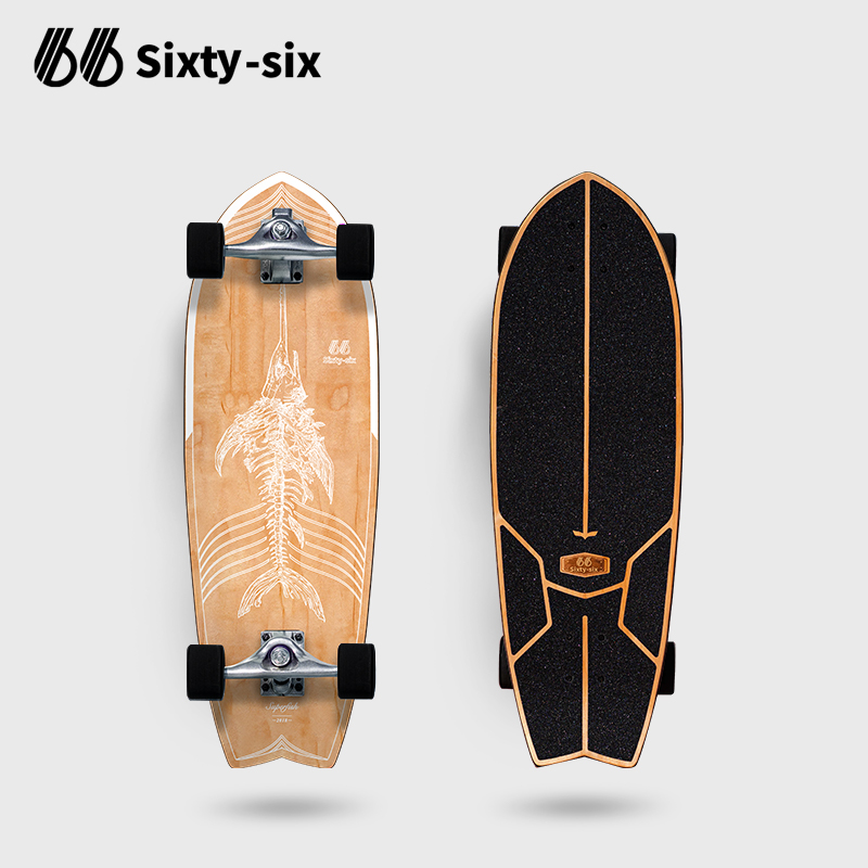 Sixty-six66 surf skateboard carved ski beginner professional male and female no pedal labor saving brush street land surfboard