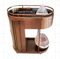 High-end stainless steel rose gold half-bag tea cart multi-functional tea cart hotel tea house tea room movable cart