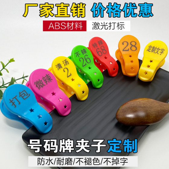 Digital number plate restaurant hotel serving dish spicy hot barbecue taste order plate clip with word number