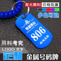 Metal key plate number plate bath sauna hand card supermarket registration card Hotel digital tag tag
