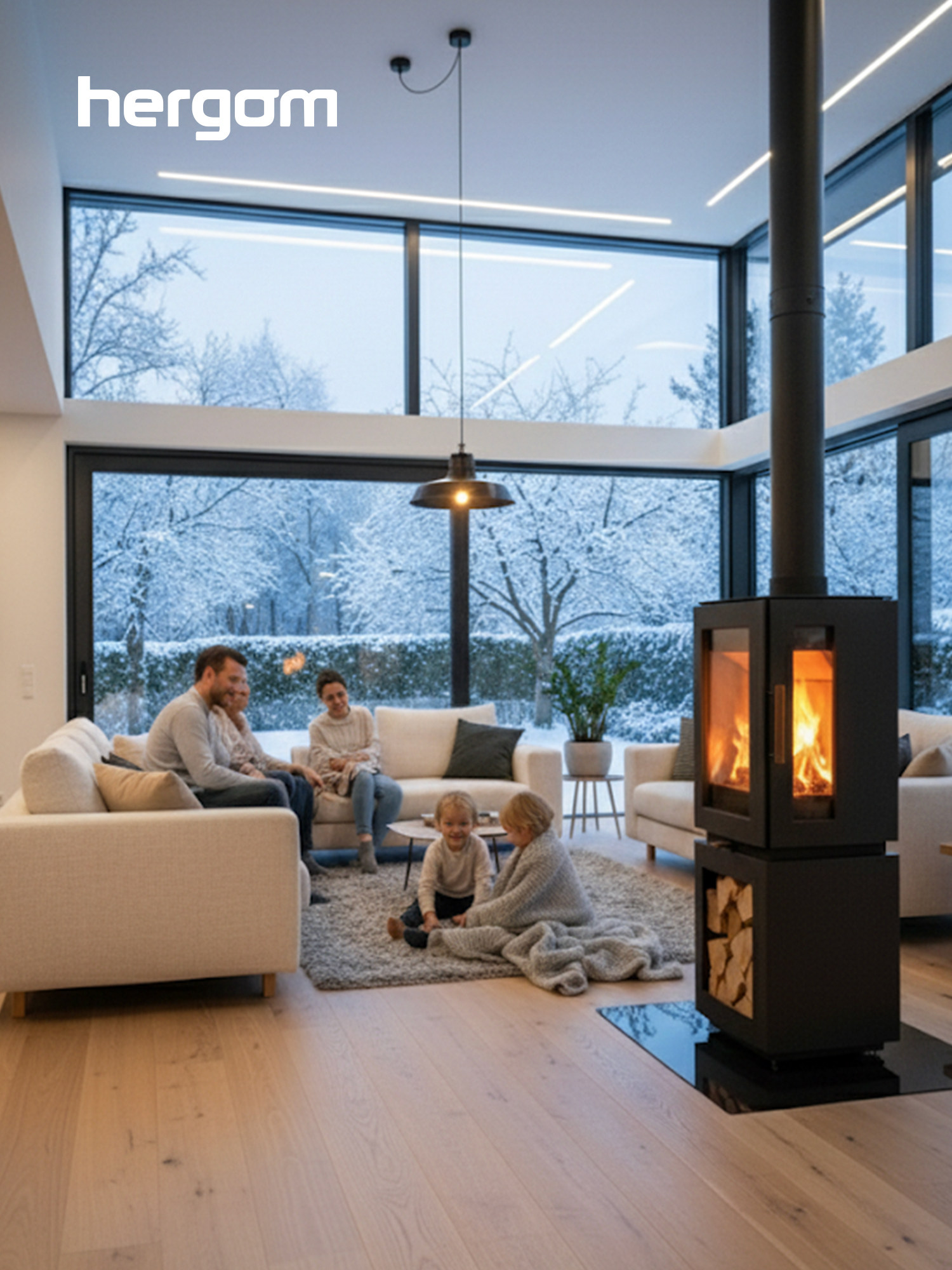 Hergom GLOW Chimenea de leña, independiente 2