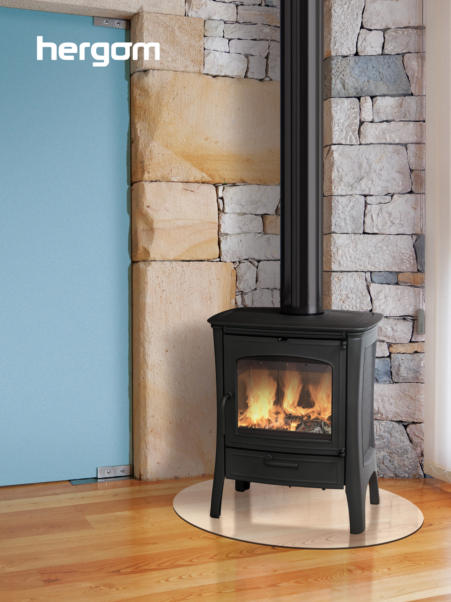 Hergom E20 Chimenea de leña, independiente 4