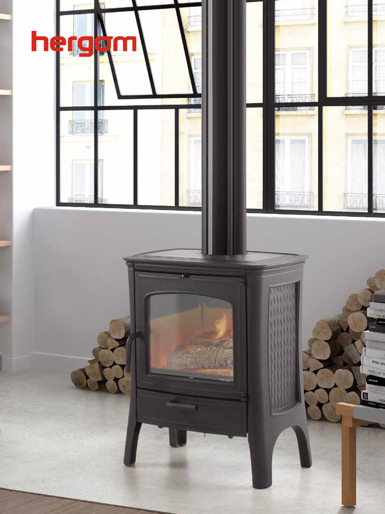 Hergom E20 Chimenea de leña, independiente 2