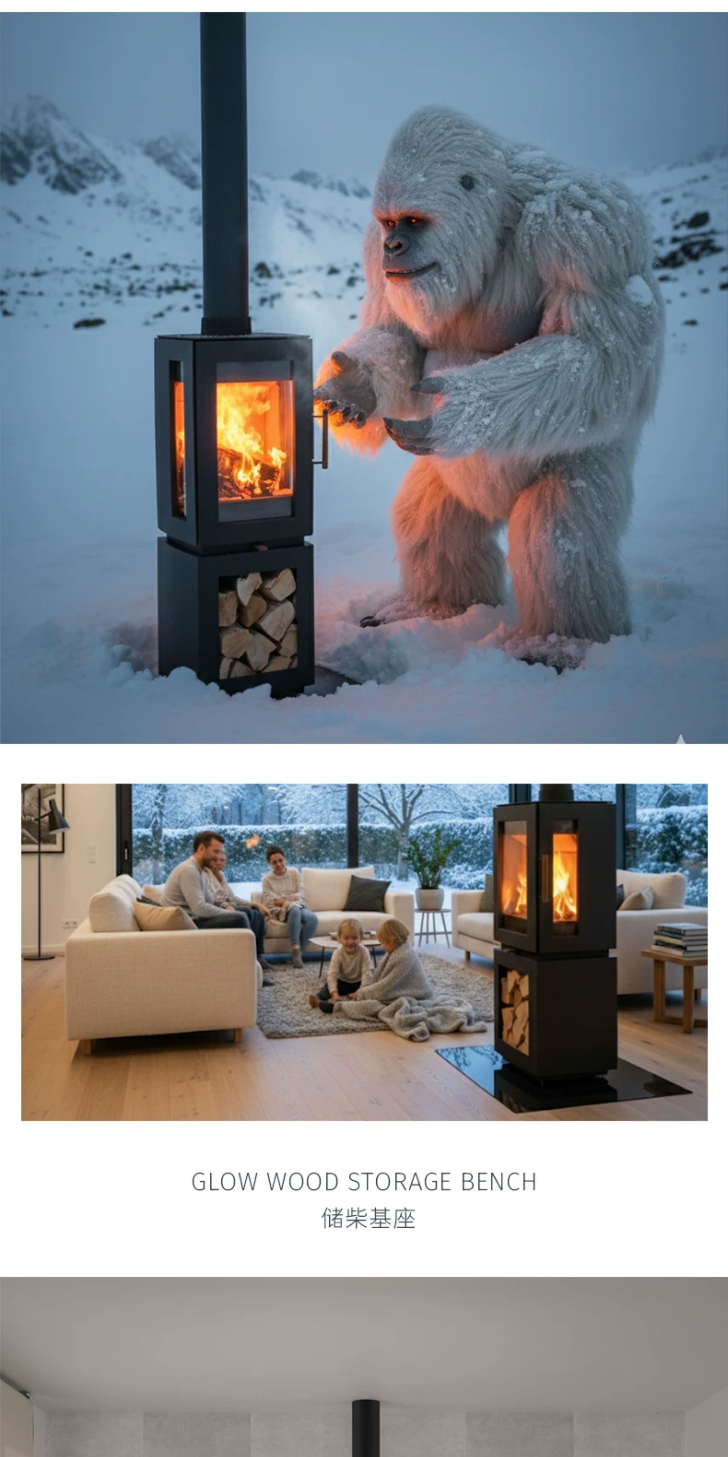 Hergom GLOW Chimenea de leña, independiente — Detalles del producto 13