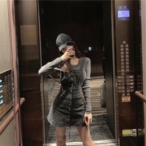 2021 new temperament goddess fan dress ingenious design niche strap skirt suit Western style age reduction