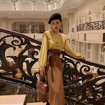 2020 new female French niche light luxury high-end socialite temperament goddess fan dress super fairy forest series