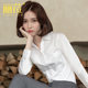 V-neck white shirt women's long-sleeved professional formal work clothes temperament top new work clothes women's inch white shirt