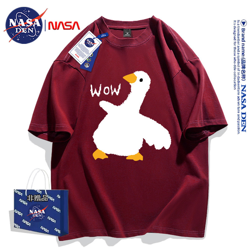 NASA联名夏季宽松重磅纯棉t恤男女款美式2026年时尚印花短袖透气