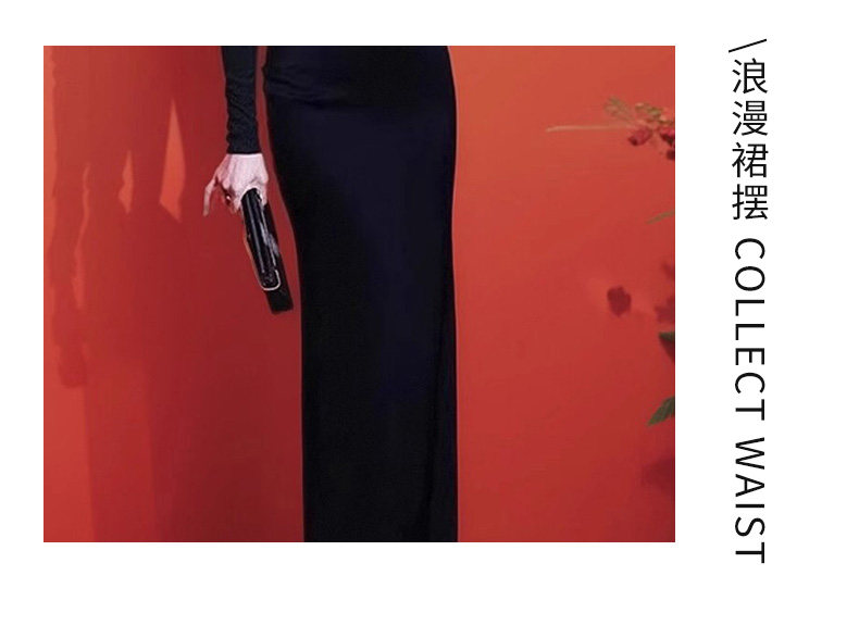 Черное элегантное элитное вечернее платье, изысканный стиль Aiyueni 