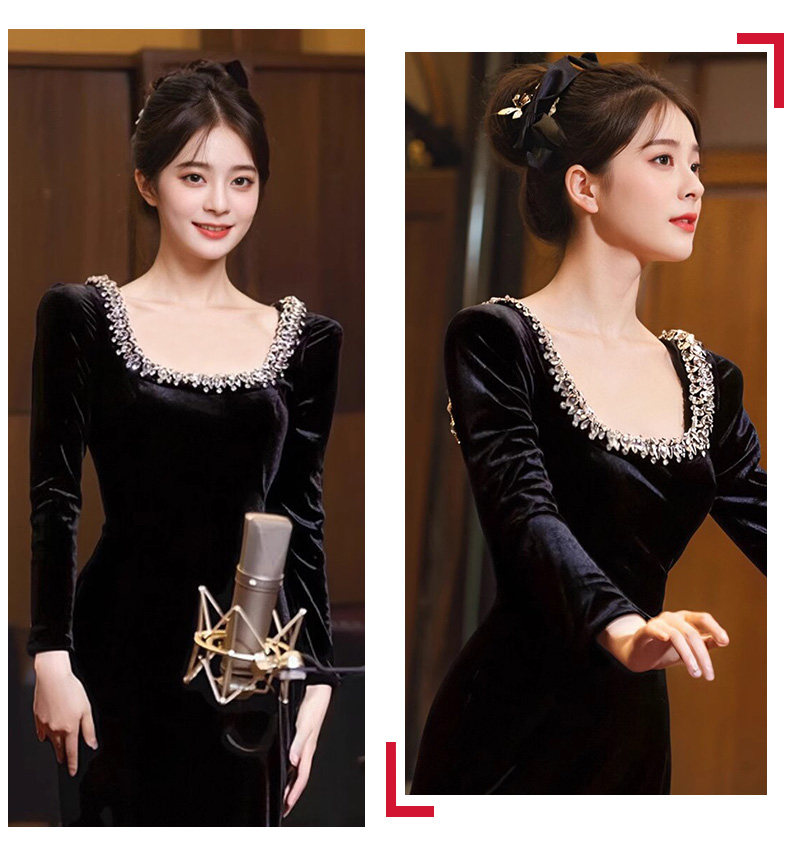 Черное длинное вечернее платье Aiyueni 