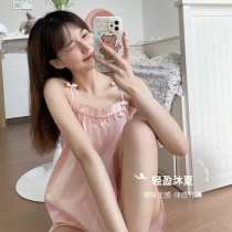 Zhang Dayi Sleepwear Womens Summer Thin Summer Teen Girls Home Clothes Suit Butterfly Knot Harness Pyjamas Woman can be worn outside